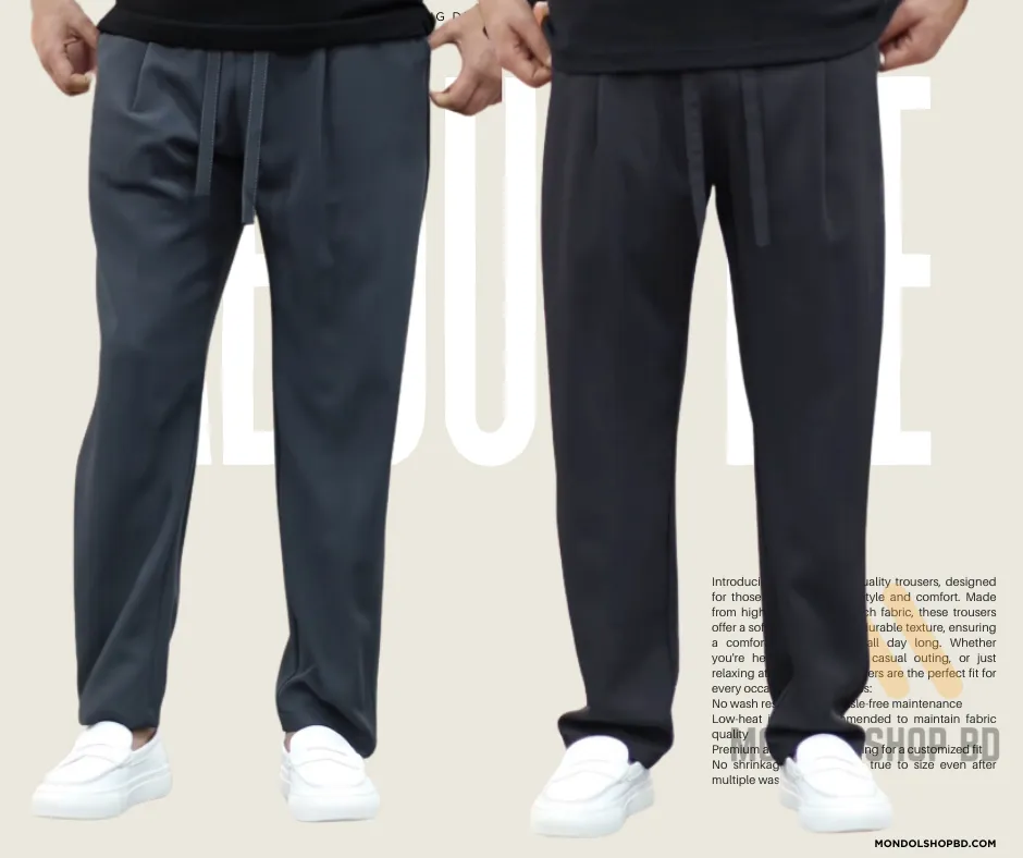 2 Pieces Premium Quality Solid Trouser's-Anther & Black