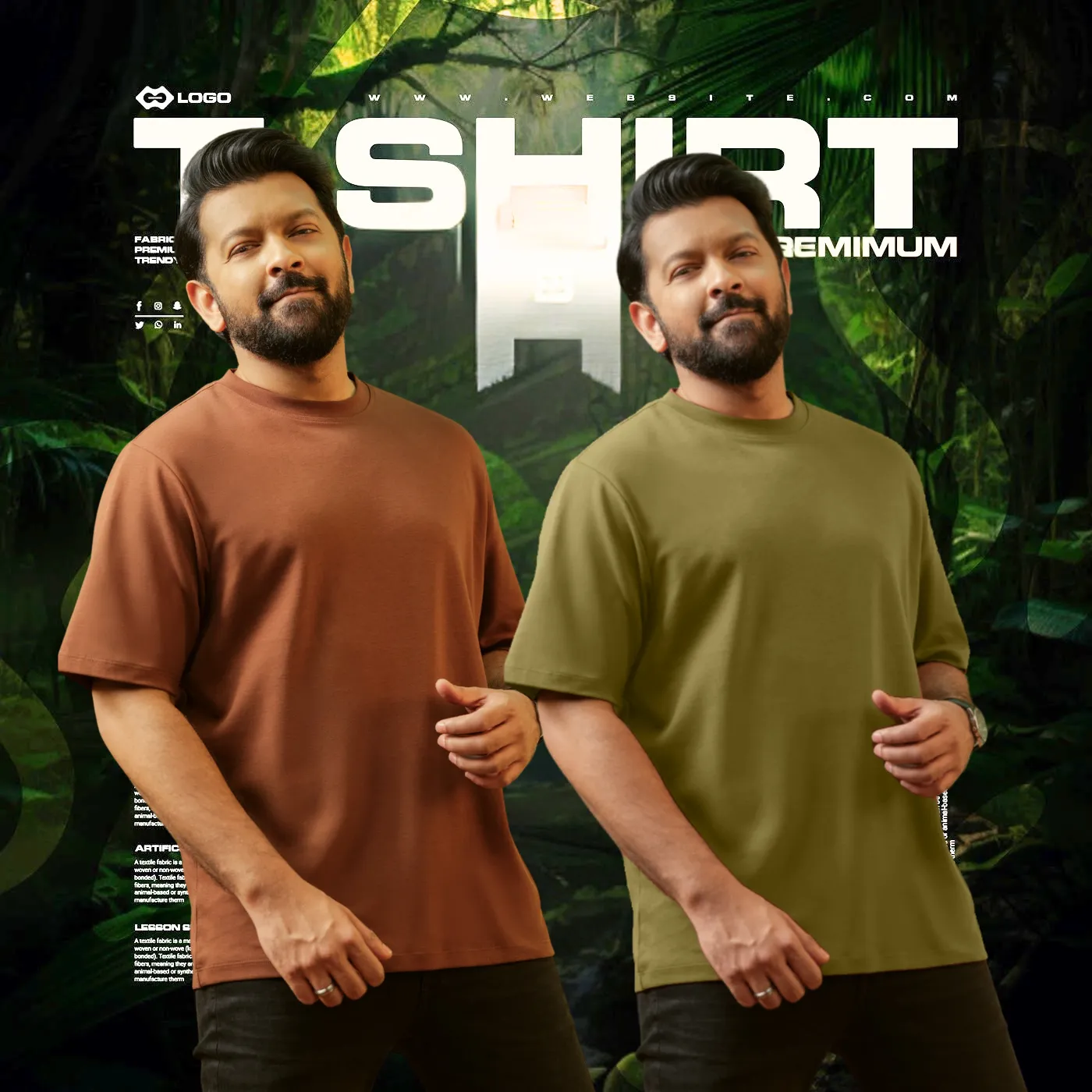 2 Pieces Drop Shoulder Coffee & Olive